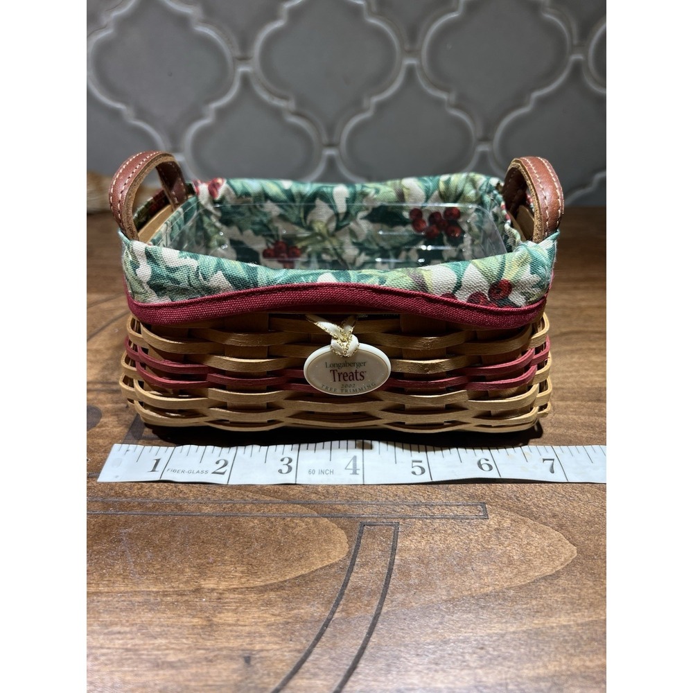 Longaberger Pet Treats Basket‎ With Floral Liner And Plastic Protector